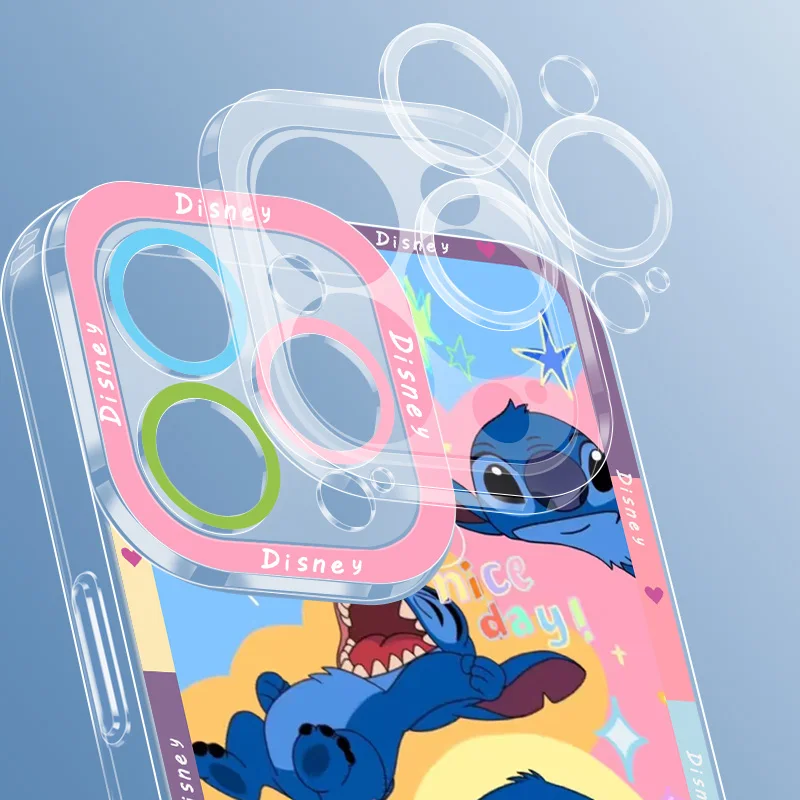 Disney Cute Lilo & Stitch For OPPO A98 A94 A92 A78 A76 A74 A72 A58 A54 A55 A36 A15 A9 5G Angel Eyes Transparent Phone Case