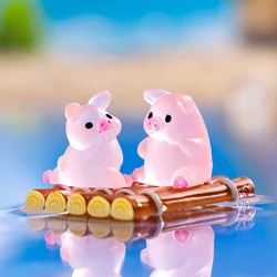 Cute Glow-In-The-Dark Piggy Resin Ornament DIY Keychain Micro-Landscaping Accessories Home Desktop Car Decoration A Set Of Six