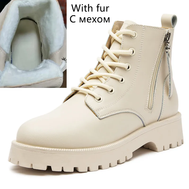 

Genuine Leather Ankle Boots Women Autumn New Double Zipper Women's Ankle Boots Platform Thick Heel Motorcycle Boots Women