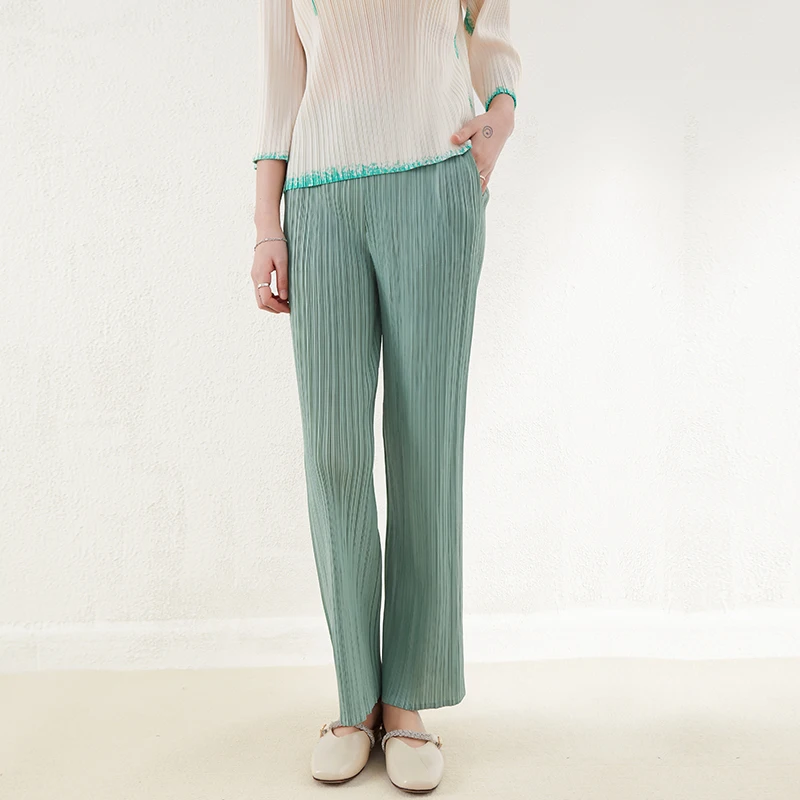 Miyake Pleated Top Selling Summer Loose Pants Pleated Women Casual Pants Women's Pants & Trousers