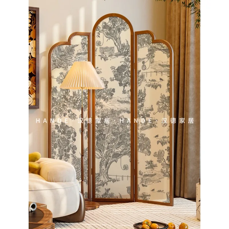 French jungle print folding mobile screen partition living room bedroom sofa home cover sofa corner background