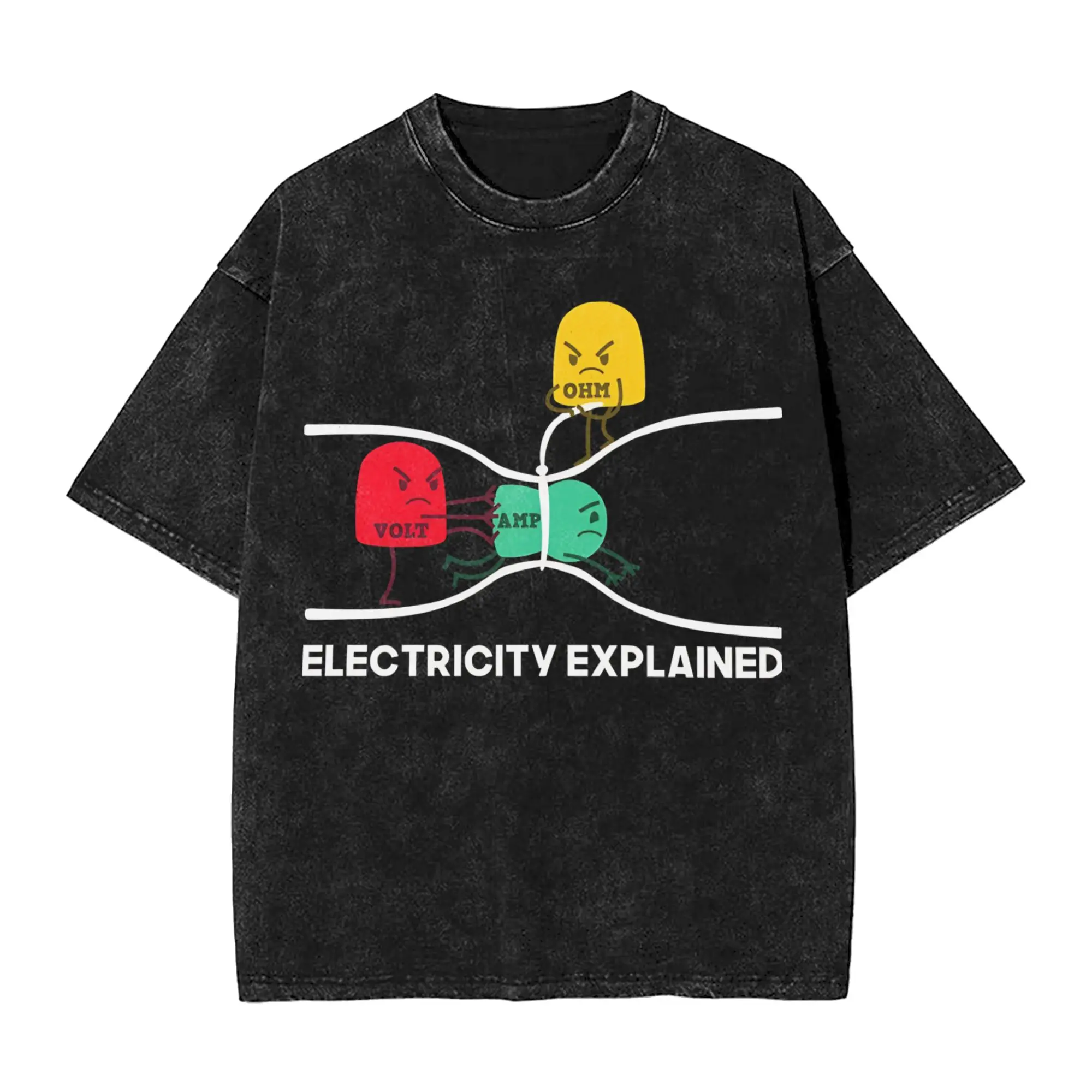 Casual Electrical Engineer Ohms Law  Vintage Washed Tshirts Men Cotton Short Sleeve  O-neck Summer Clothes