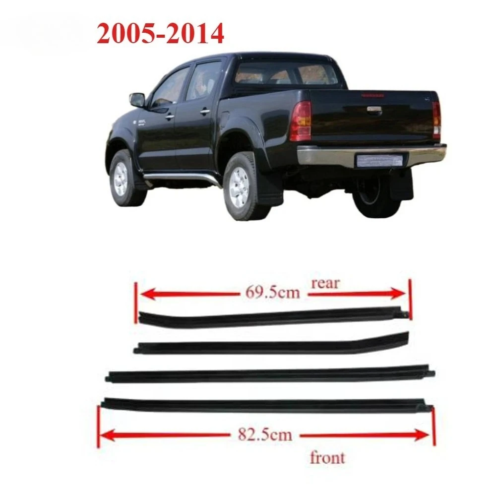 4 Pcs 68161-0K010 Outside Windows Glass Rubber for Toyota Hilux 2005-2014 Glass Protector WeatherStrip Glass Outer Laminate