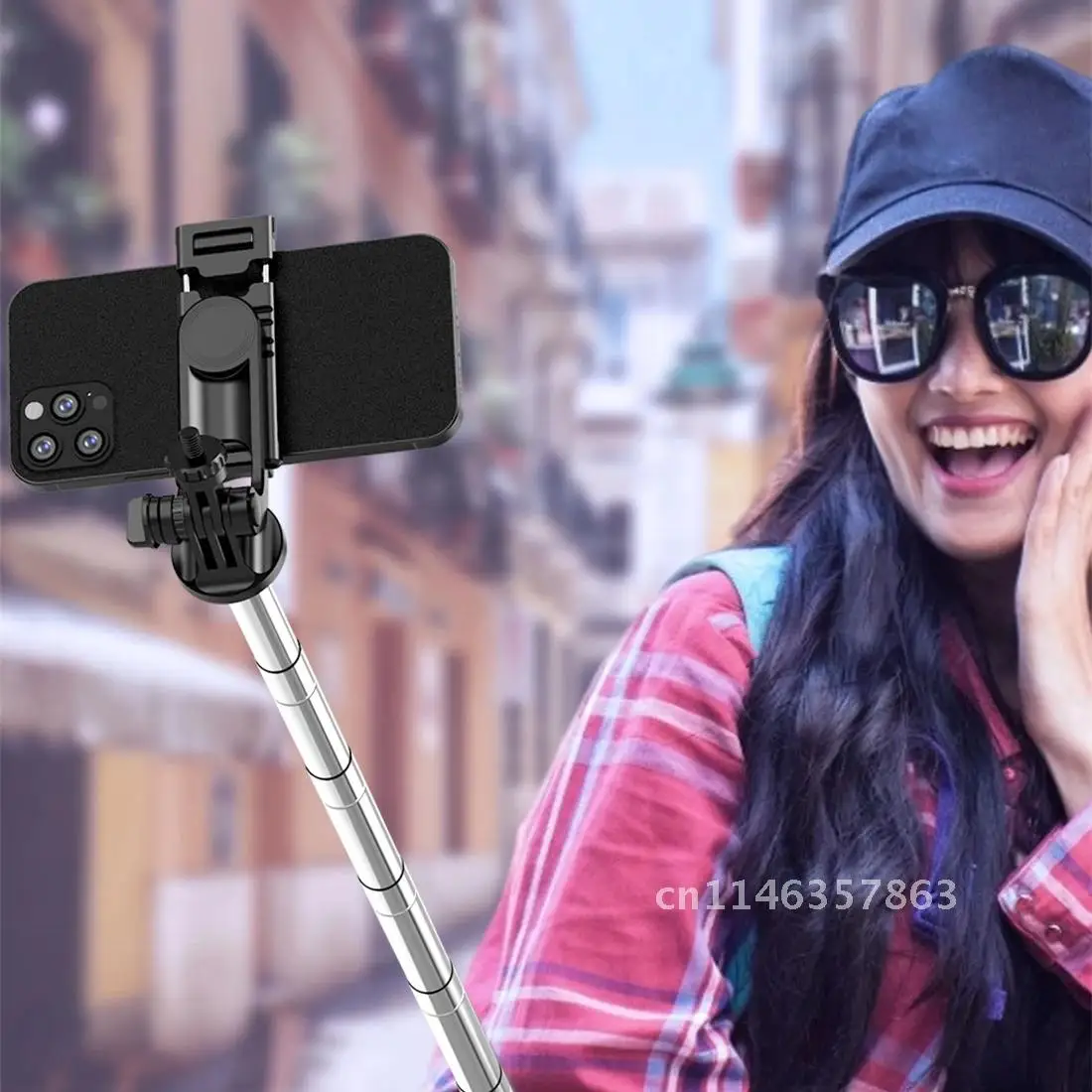 Palo de Selfie inalámbrico 4 en 1 con Bluetooth, 1580mm, luz de relleno doble, trípode plegable, monopié para cámaras de acción Gopro, teléfono inteligente