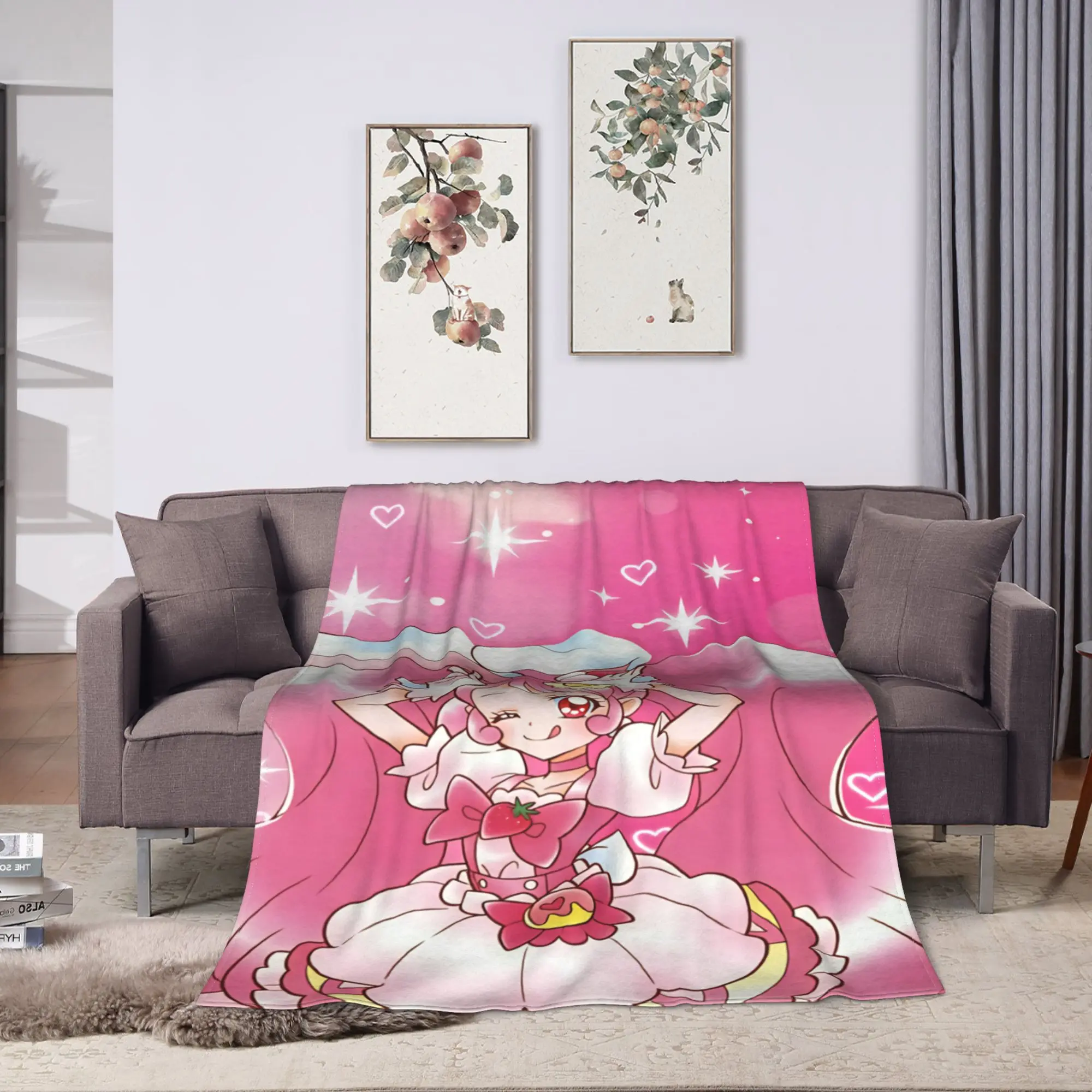 Pretty Cure  Warm Blanket  Decorative Plush Throw Blanket Print Couch Chair Flannel Bedspread Sofa Bed Cover