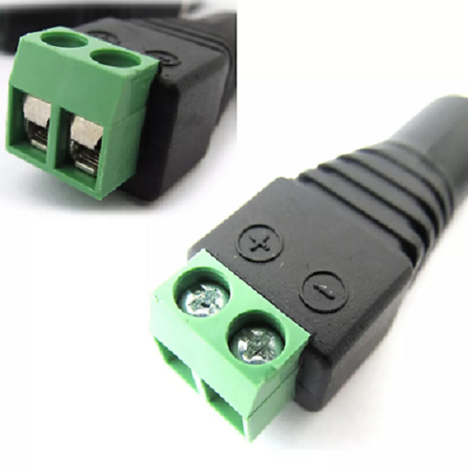 1pc 5.5x2.1mm DC Power Plug Male Connector, CCTV Screw Terminal, No Soldering Required