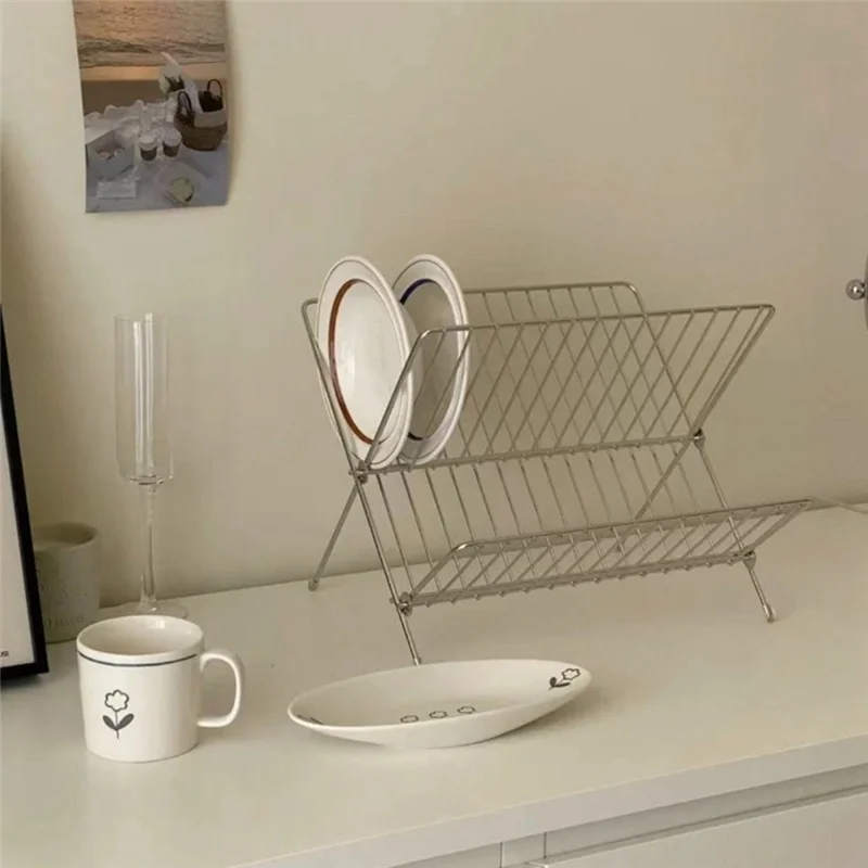 

LLCS-Drain Rack Dishes Foldable Kitchen Household Storage Drying Dishes Rack Multifunctional Kitchen Take Rack