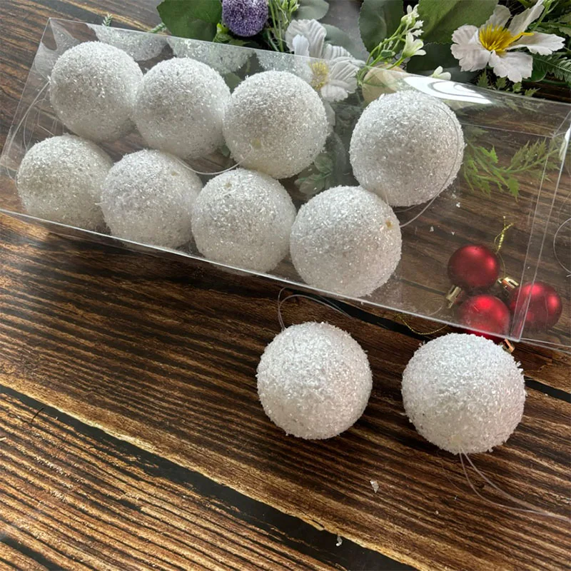 10pcs/set Christmas Bauble Balls Pendant Xmas Tree Hanging Ornament Star Topper White Flash Decoration for Home New Year Gift