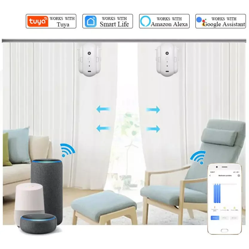 TUYA Bluetooth smart curtain robot with temperature and photometric sensor opens curtains in multiple ways