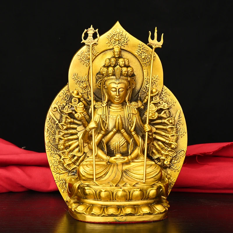 Vintage Bronze Thousand-Armed Guanyin Statue - Traditional Buddhist Sculpture, Home Altar Decor & Collectible