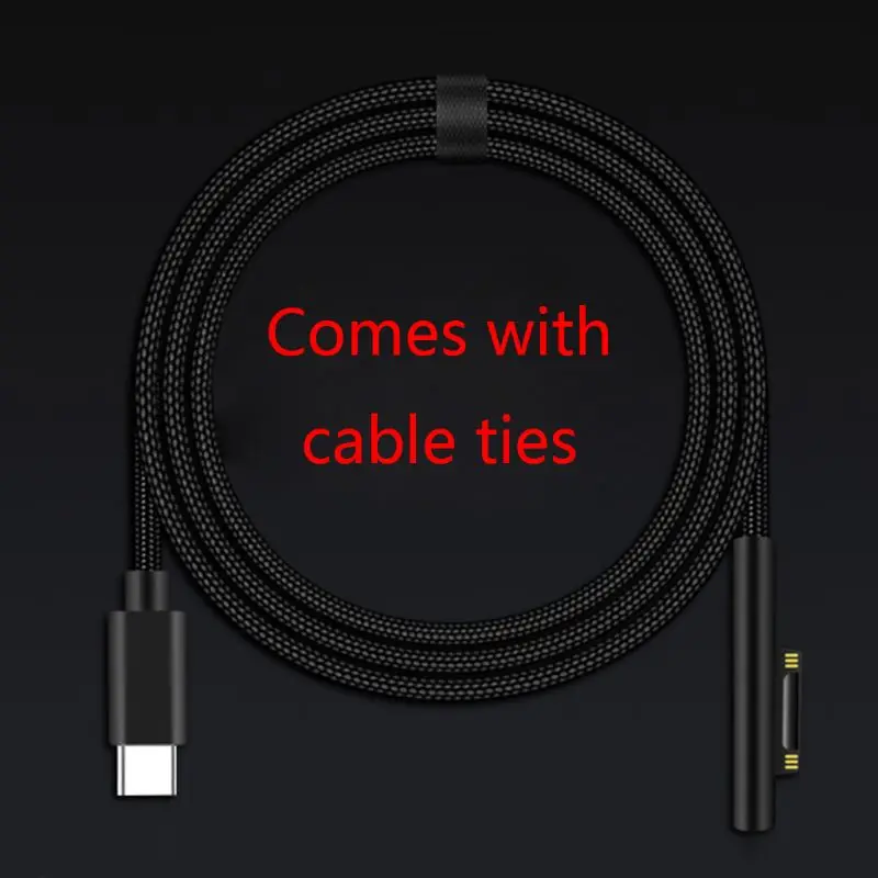 15V 3A Type C Power Supply Fast Charging Cable Cord for Microsoft Surface Pro 3 4 5 6 GO Laptop/Tablet Charger Durable
