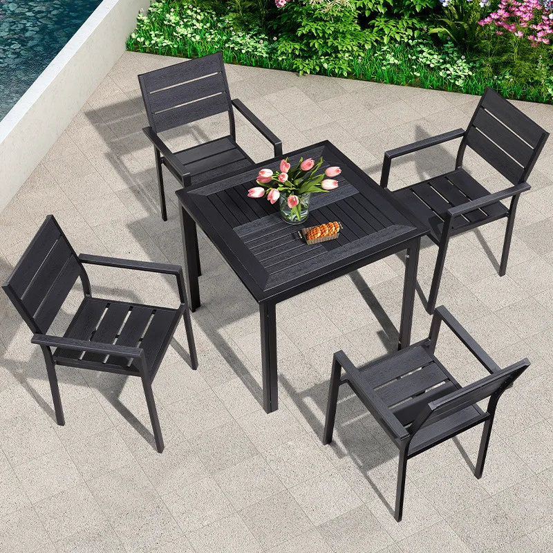 Garden Furniture Outdoor square Table 4 Chairs Dining Table Set Modern Classic Outdoor Garden Tea Table Patio