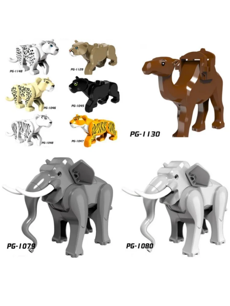 Animals Figures Classic Building Block The Zoo African Elephants Camel Tiger Building Blocks Mini Action Figure Bricks Toys