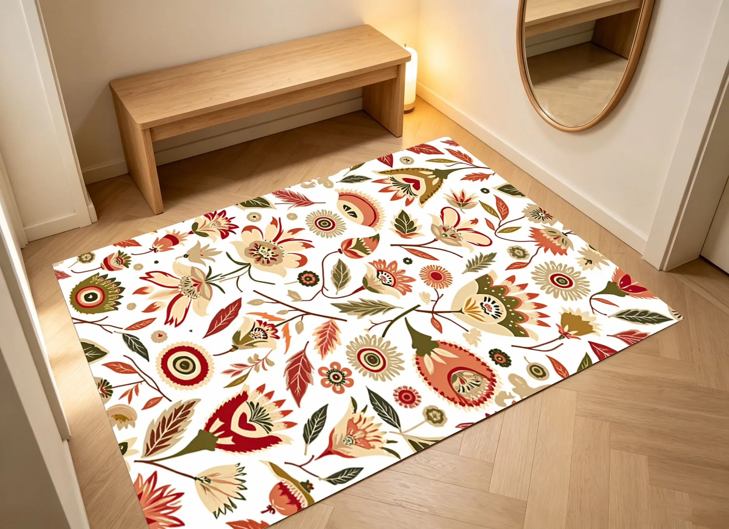 Velvet Rug Exotic Vintage Floral All over Bohemian Style for Bedroom Bedside Table Area Home Decor