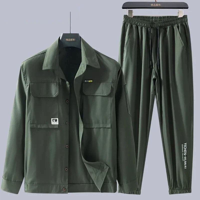 Men Summer Quick Dry Workwear Set Lightweight Breathable Outdoor Workshop Wear Resistant Labor Work Suit