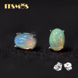 ITSMOS Natural Opal Earrings s925 Sterling Silver Lucky Elf Post Studs Earring Lover Colorful Jewelry for Women Girl Gift