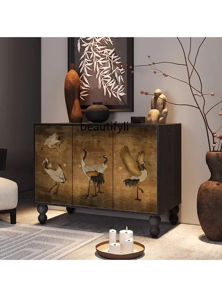 

French Style Entrance Cabinet Chinese Style Sideboard Retro Domestic Living Room Aisle Bedroom Tailstock Storage Cabinet