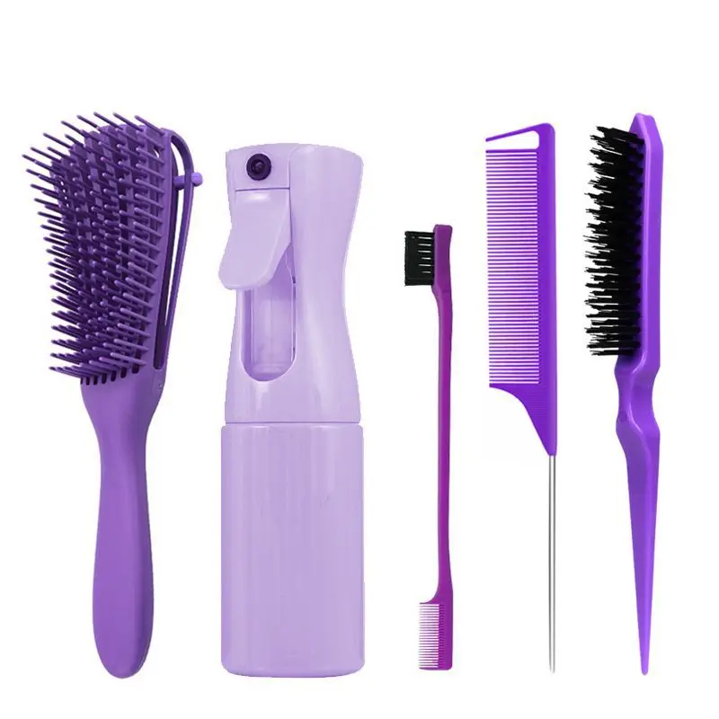 

5 Pcs New Plastic Hair Styling Tools Set Unisex Spray Bottle Hair Care Kit Hair Tools Tip Tail Comb Hair Styling Comb Set
