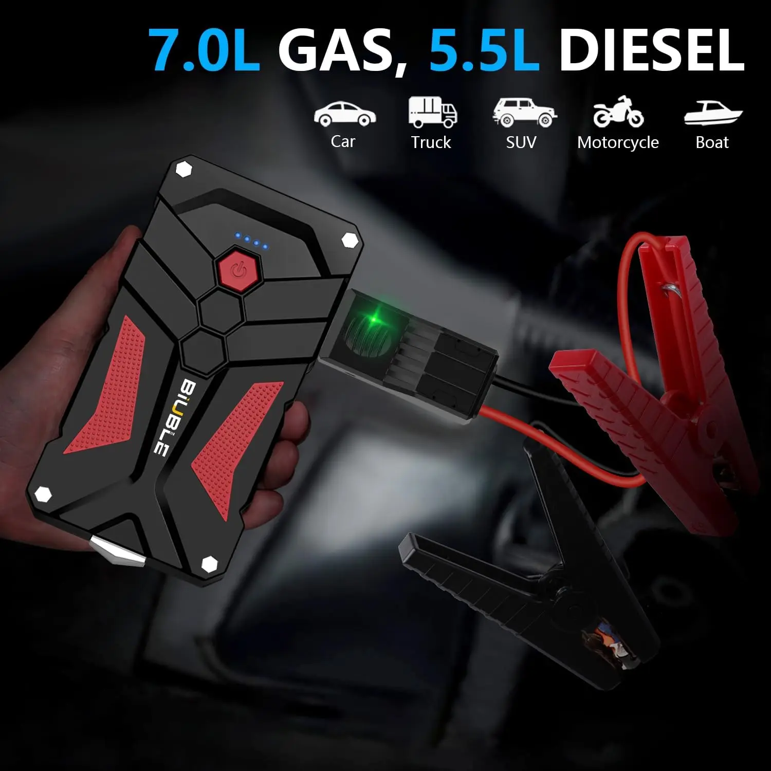 حزمة Jump Starter 5000A 12V Lithium Boost مع USB-C وإضاءة LED #2