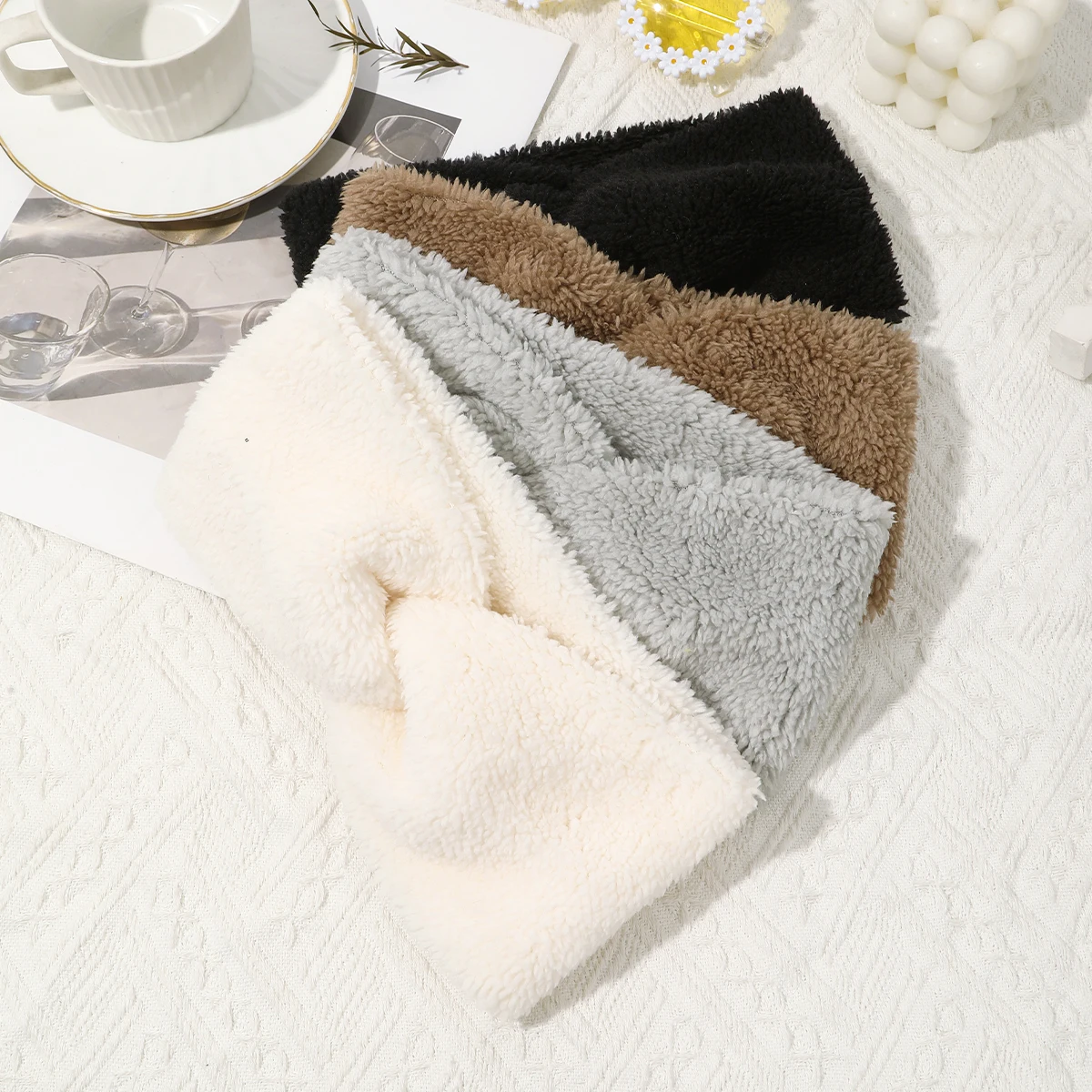 1pc fascia per capelli con nodo incrociato lavorato a maglia per donna autunno inverno fasce elastiche per capelli accessori per capelli da donna copricapo fasce per capelli alla moda