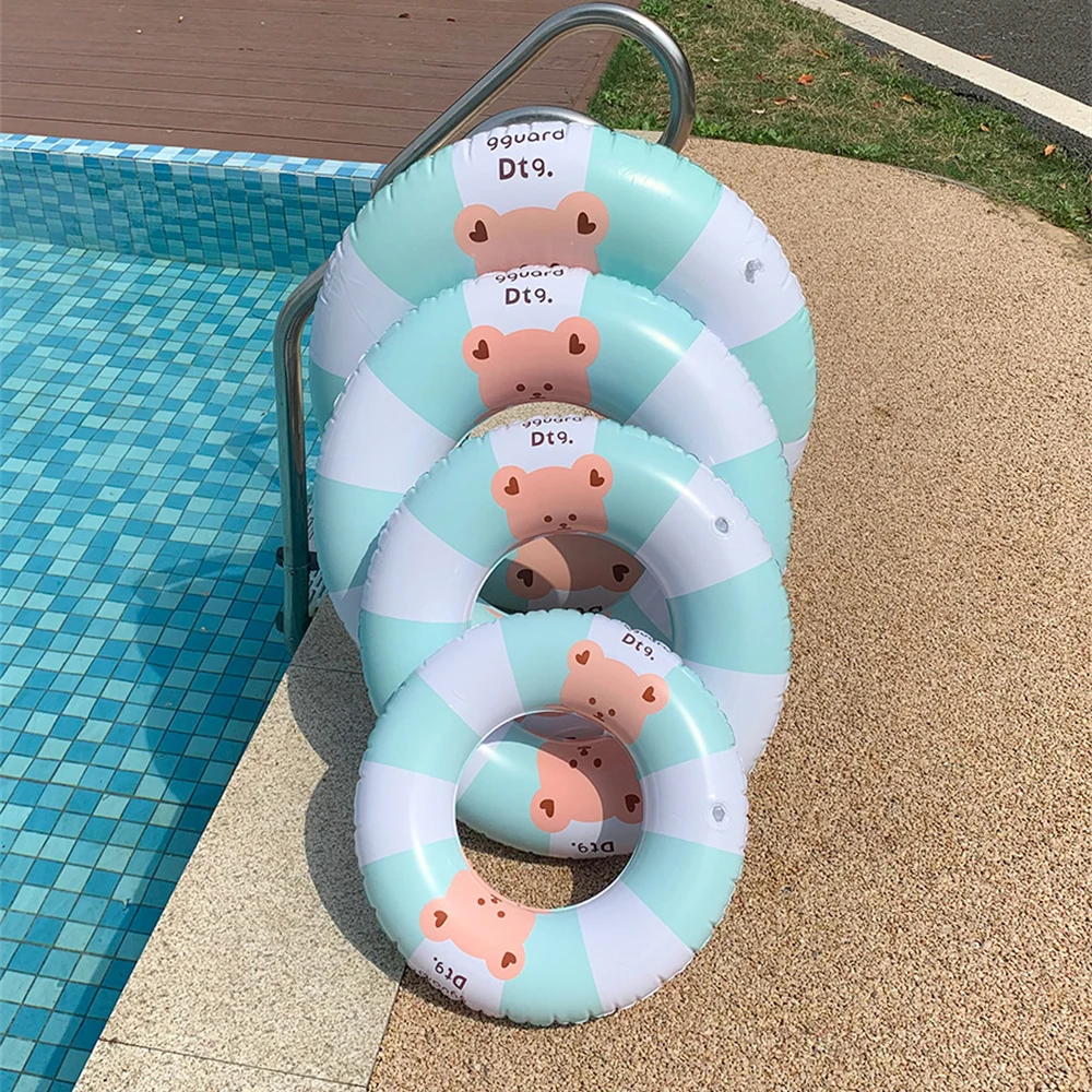 Summer Striped Thickened Swimming Ring Children Beach Water Sports Swim Ring Adult Floating Ring Swimming Pool Lifebuoy for Kids