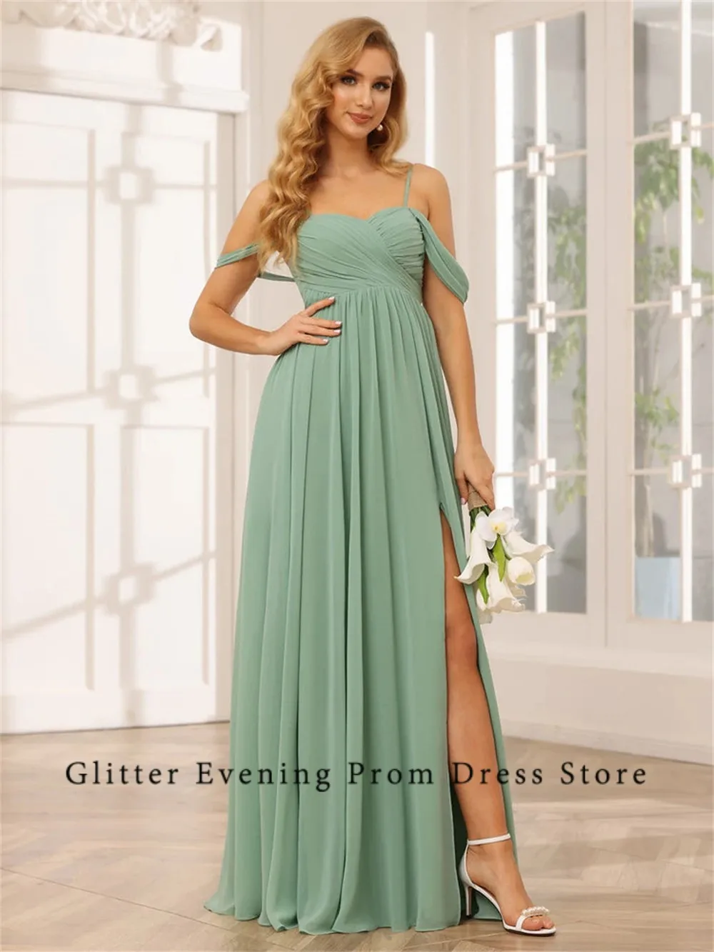 Simple Modern Sexy Prom Dress 2024 Women A-Line Slide Split Sweetheart Backless Chiffon Custom Birthday Evening Party Dresses