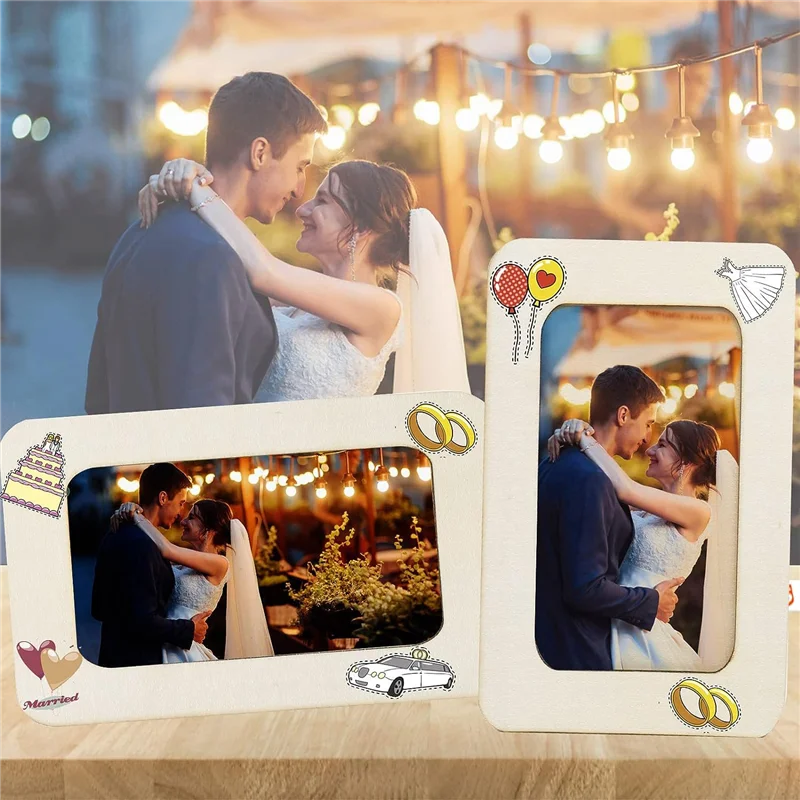 

A32P_12 Pieces DIY Wood Picture Frames Unfinished Solid Wood Photo Picture Frames for 4 X 6 in Photos, Standing Photo Frames
