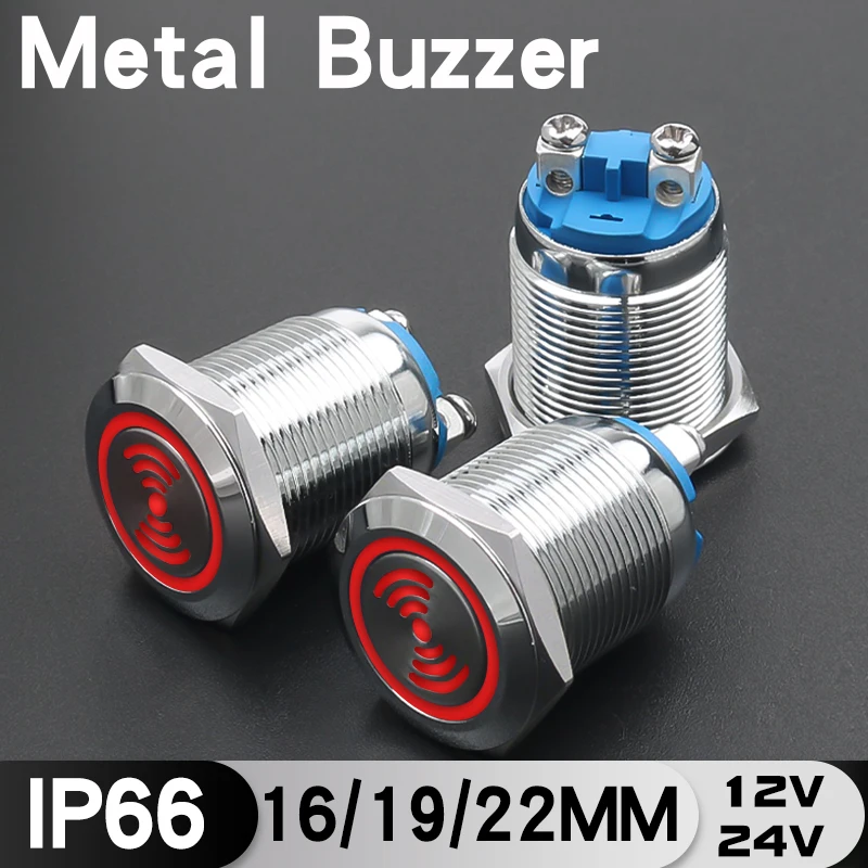 

16mm 19mm 22mm Waterproof Metal Buzzer Stainless Steel Loud LED Light Flash 12V 24V Indicator Red Lamp Alarm Warning Buzzer