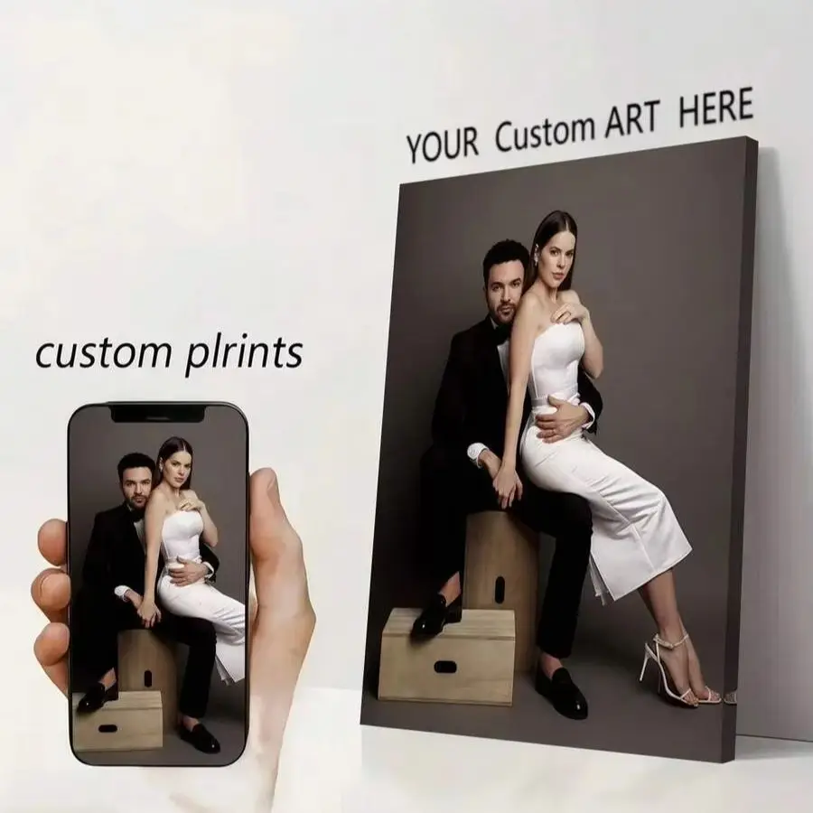 1PC Custom Photo Canvas Print Personalized Unframed Wall Art for Couples, Custom Poster for Entryway Decor & Christmas Gift