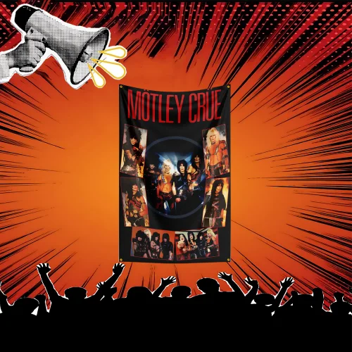 Motley Crue Inspired Rock Music Flag  Polyester Banner For Bedroom Wall Decor Music Fans Gift