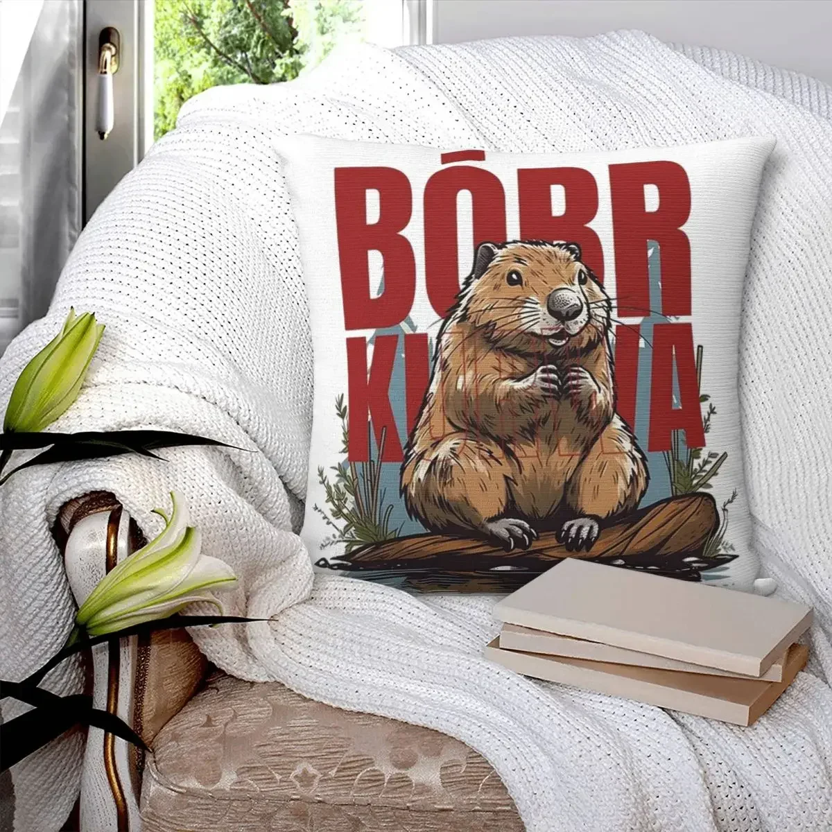 Bbr Ku&a - Bober, Bbr, Beaver Square Pillowcase Pillow Cover Cushion Zip Decorative Comfort Throw Pillow for Home Living Room