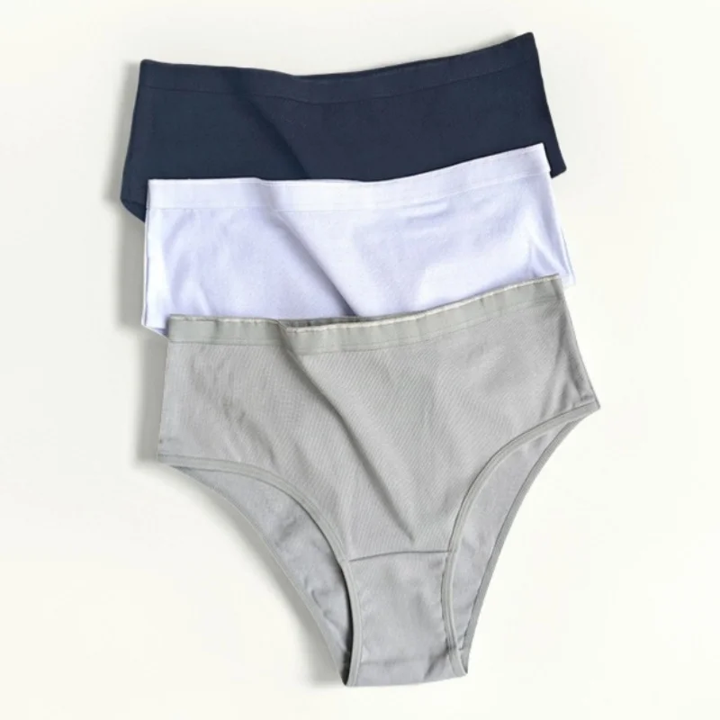ks/sada bavlněného spodního prádla pro ženy, vysoký pas, strečové kalhotky, dámské kalhotky s poloviční krytím, měkké sexy spodní prádlo - náhled 5