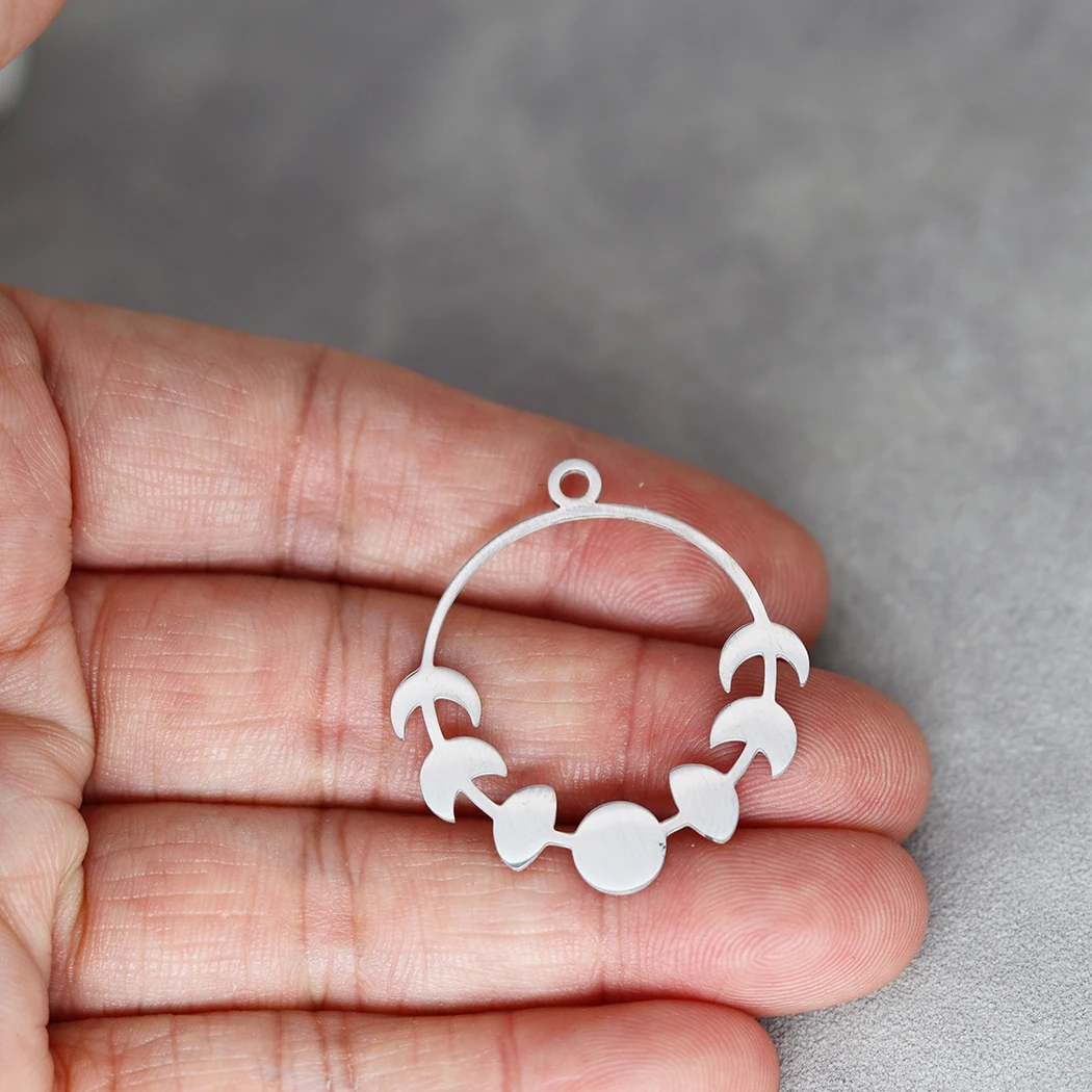 دلاية دائرية من الفولاذ المقاوم للصدأ للنساء والرجال ، بساطتها ، صناعة المجوهرات المصنوعة يدويًا ، هدايا الحفلات ، إكسسوارات ذاتية الصنع ، القمر ، 3