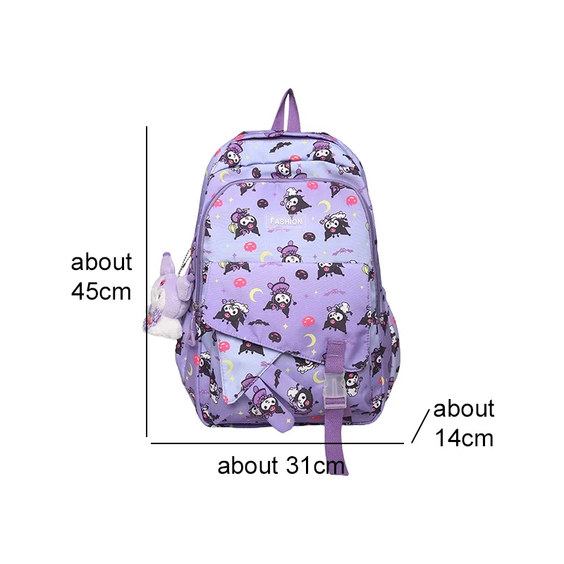 Sanrioed Anime Kuromi Cute Large Capacity Backpack Stationery Organizer Student Schoolbags Cartoon Children Shoulder Bag Gift