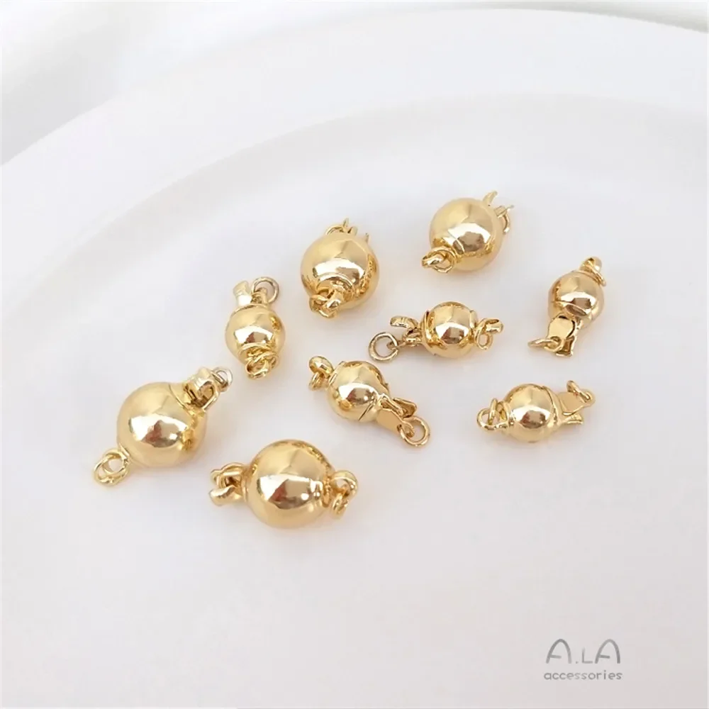 

14K Gold Plated Round ball insert button Pearl necklace circular insert button DIY first jewelry end insert button