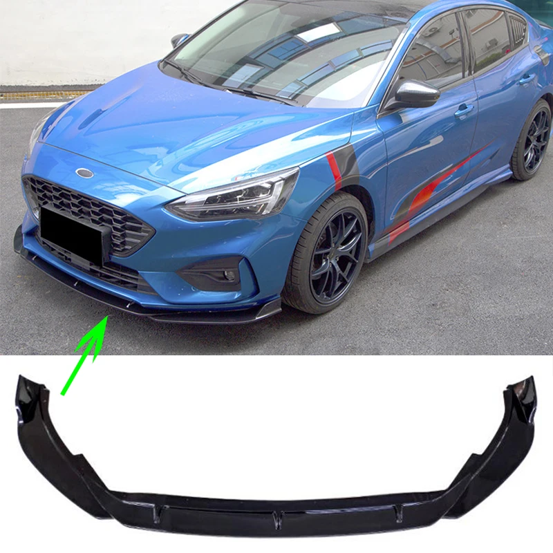 

For Ford Focus ST S Line Sport 2019 2020 2021 2022 Front Lip Spoiler Car Splitter ABS Body Kit Skirt Exterior Parts Accessories