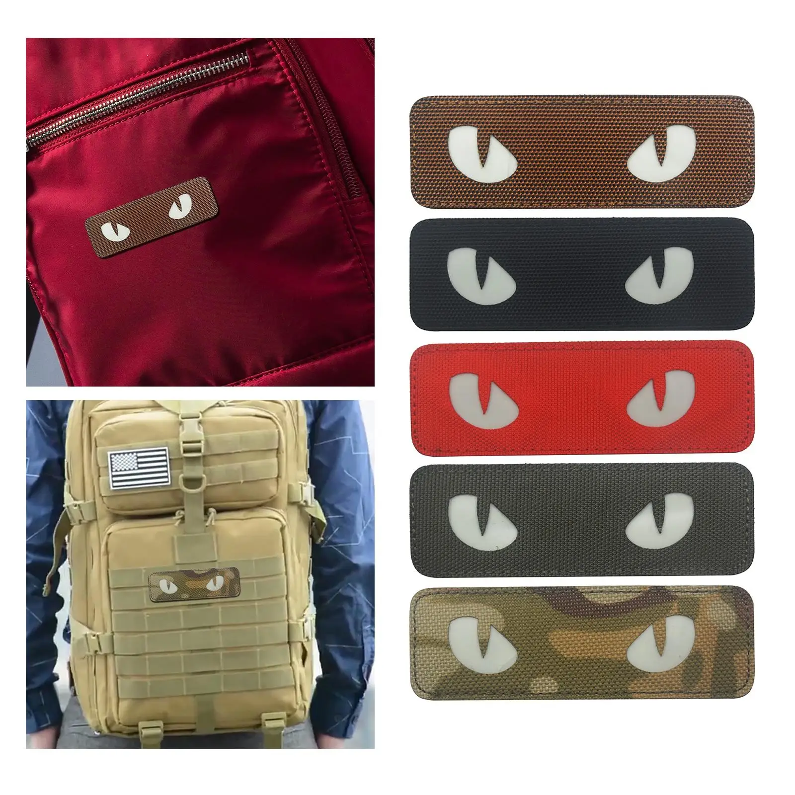 Embroidered Cat Eyes Patches Luminous Armband for Outdoor Jackets Clothing