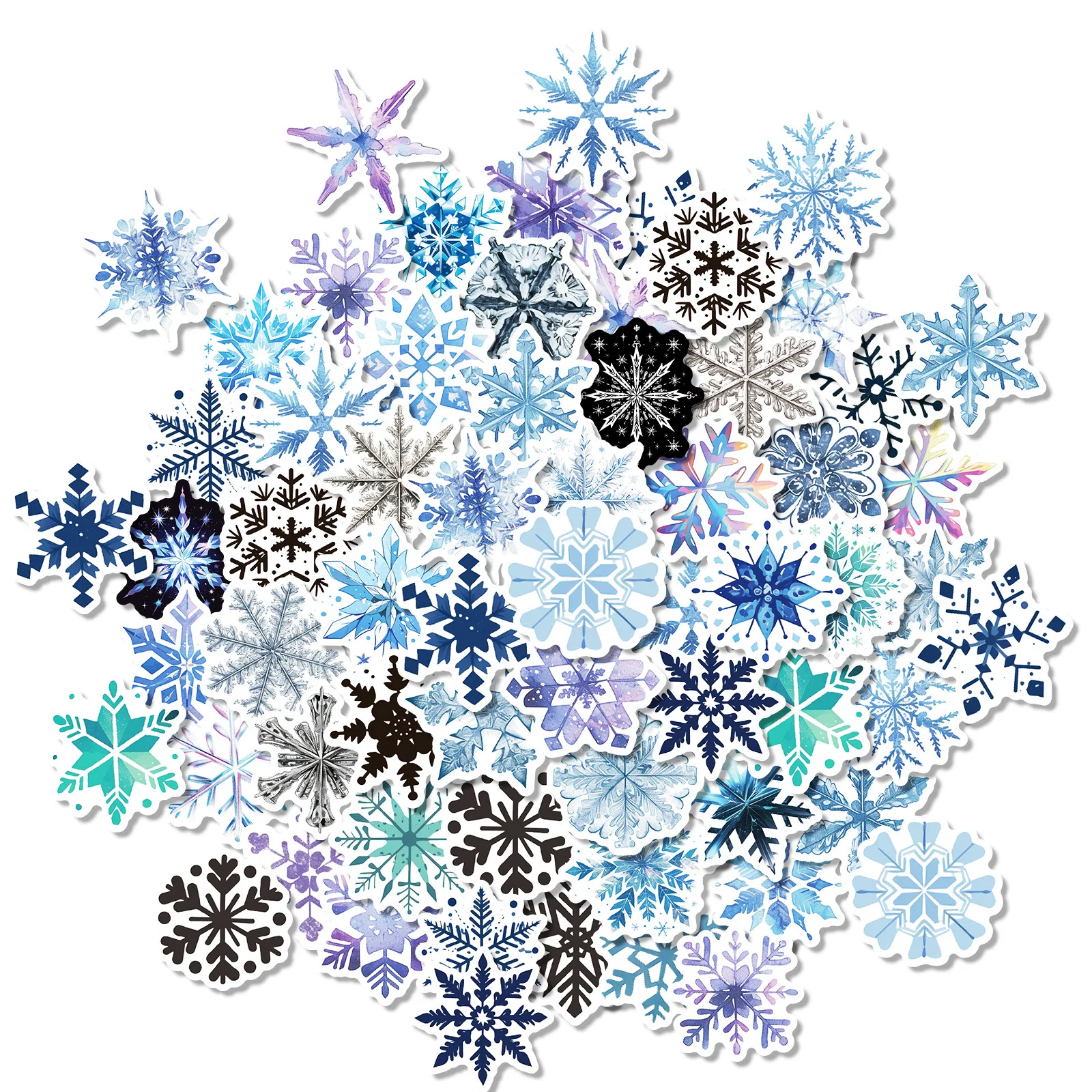 50pcs Snowflakes Winter Romance Cartoon Graffiti Stickers DIY Phone Guitar Laptop Notebook Suitcase Waterproof Sticker Kids Toy