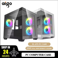 Aigo 275P PC Case Sea View Room Gaming Computer Desktop M-ATX ITX Motherboard  Double-Sided Tempered Glass PC Gamer Cabinet