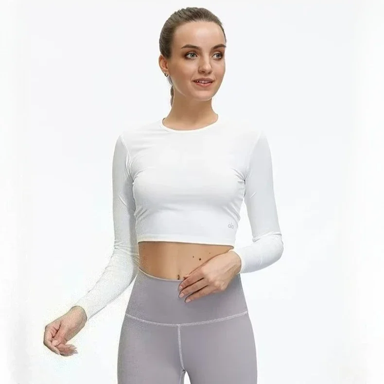 Lo تي شيرت نسائي غير رسمي بأكمام طويلة لربيع وخريف بلوفرات متينة بقصة ضيقة تي شيرت نسائي ملابس الشارع الشهير قمصان علوية غير رسمية