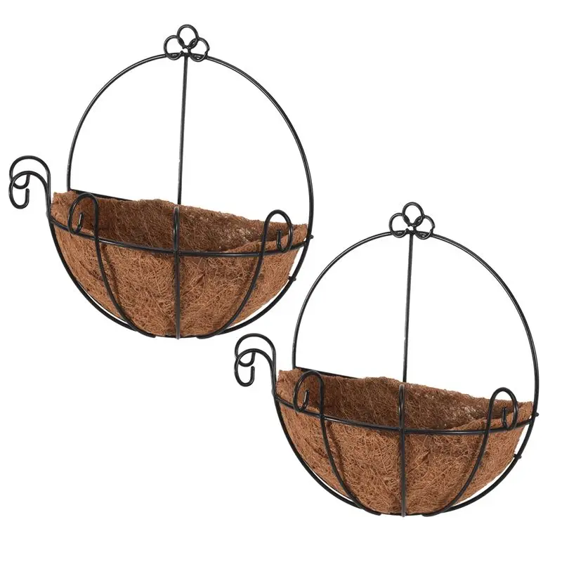 

1 Apr.2 PCS Iron Wall Hanging Gentleman Basket 25Cm Semi-Circular Plant Flower Wall Hanging Bracket Plant Hanger Decoration Suit