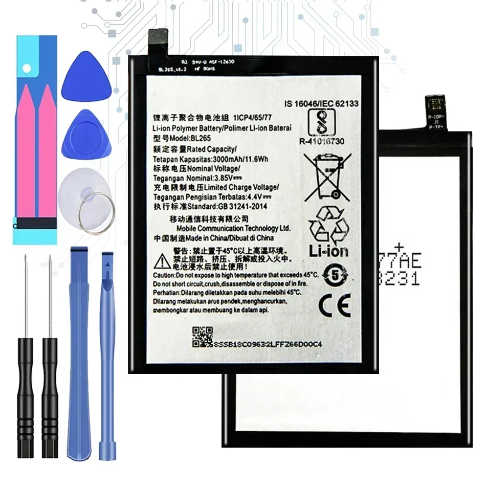 BL265 BL 265 Battery For Lenovo XT1662 For Motorola MOTO M XT1662 XT1663 Mobile Phone Battery + Gift Tools + Stickers