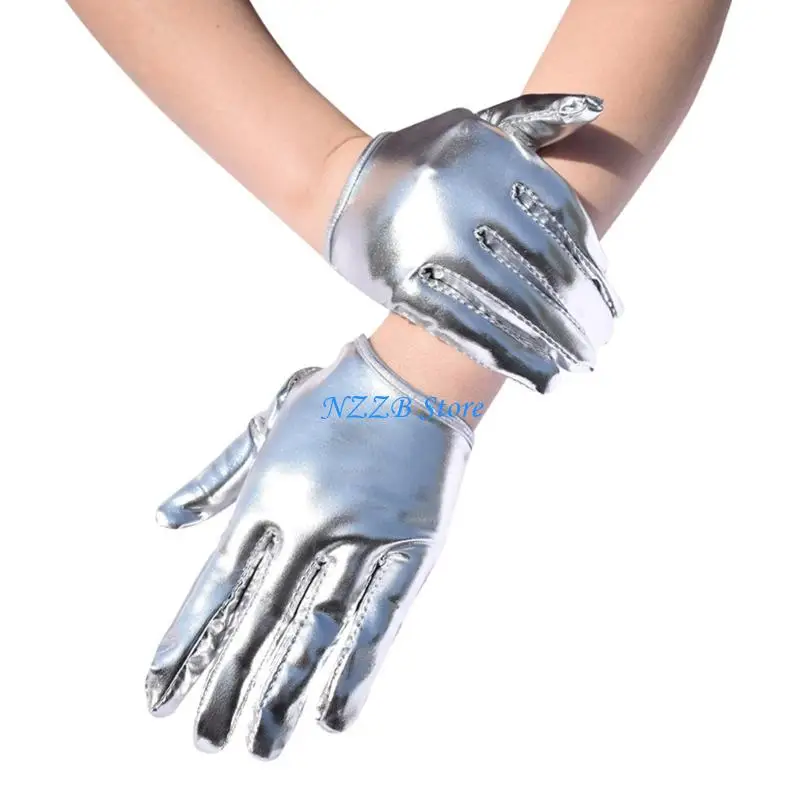 

T21F Comfortable Hand Gloves With Short Design Glossy Handwear Gloves For Women Everyday Use Club Costume Accessories