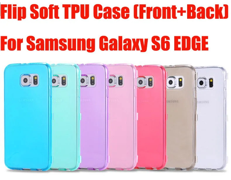 100x DHL Free For Samsung S6 edge Cases Ultra Flip Soft TPU Case For Samsung Galaxy S6 Edge Slim Full Crystal Clear Back Cover