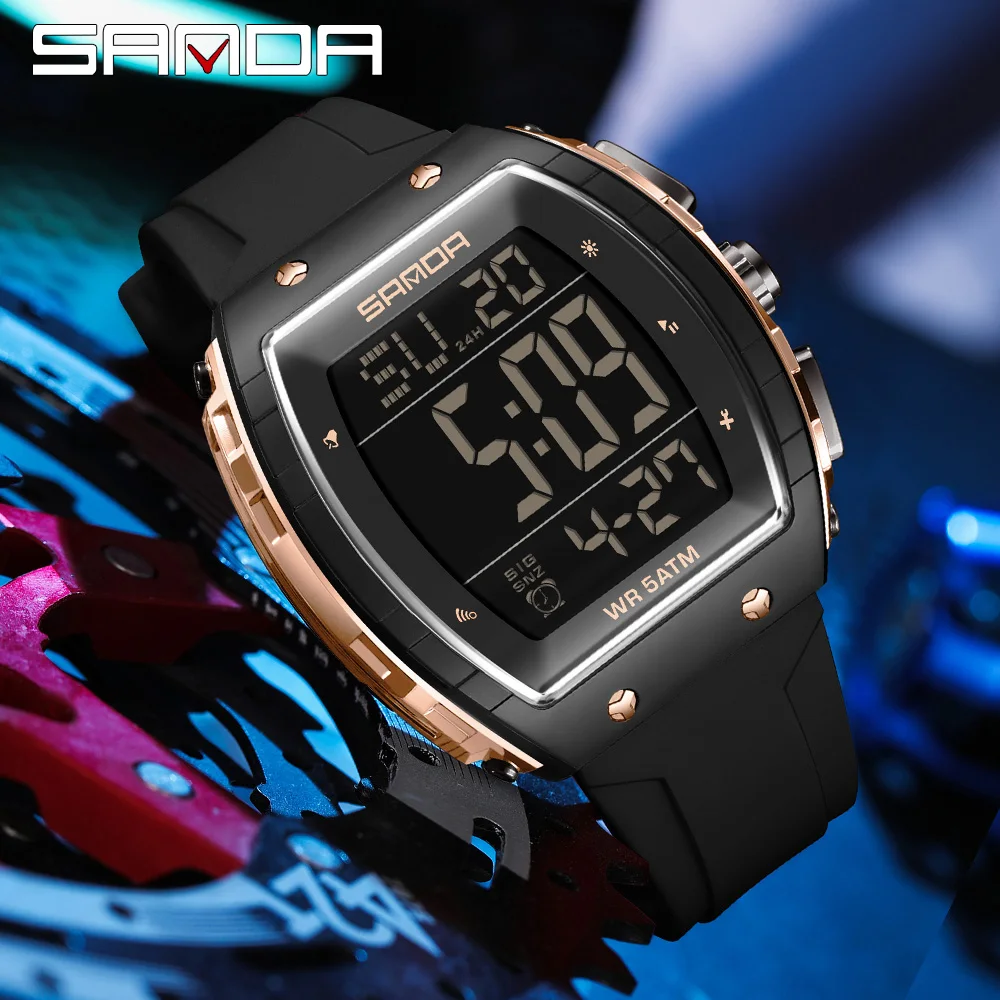 

SANDA Новинка 6258, роскошные мужские спортивные электронные часы, многофункциональные водонепроницаемые ночники, роскошные мужские электронные часы 2026