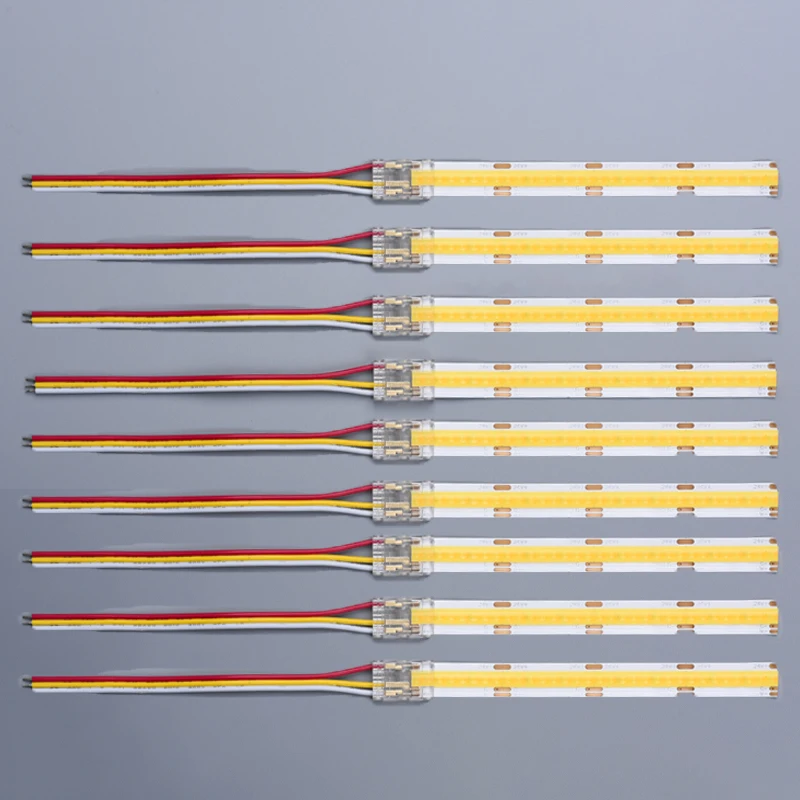 COB LED Strip Connectors, Strip to Wire with 10cm Wire Single-Ended 2/3Pin for 8/10mm COB/SMD CCT Connectors LED Connectors