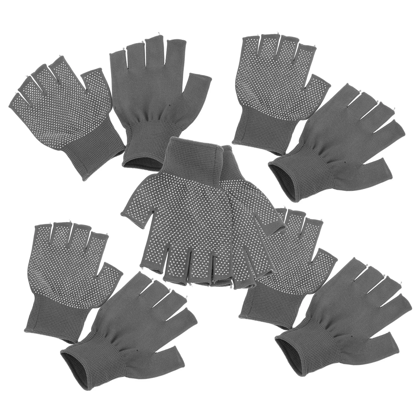 5Pairs Winter Fingerless Work Gloves Non-Slip Grip Breathable Warm Gloves for Men Women Driving Cycling Hiking Repair Cold
