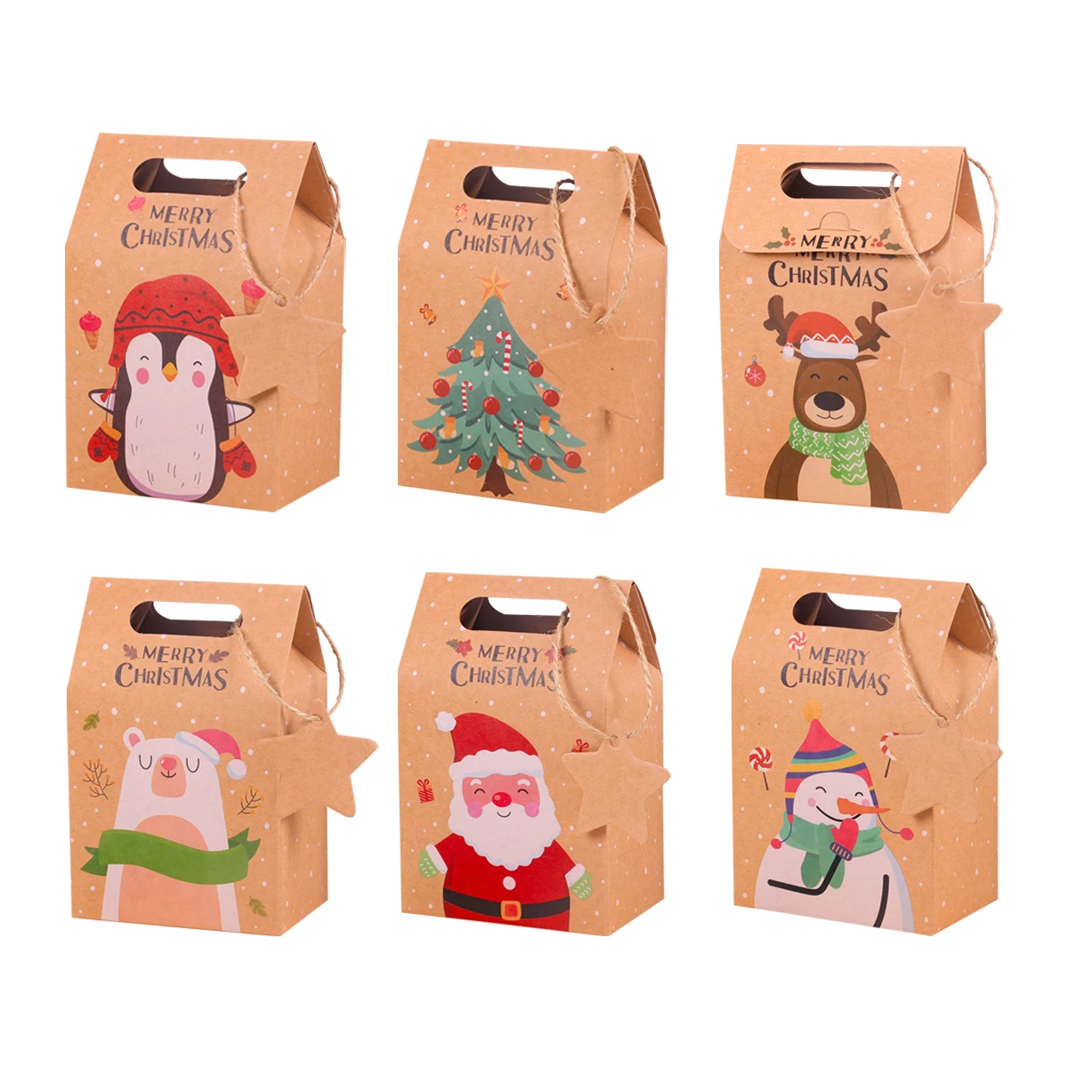 Merry Christmas Gift Bags Xmas Tree Plastic Packing Bag Snowflake Christmas Candy Box New Year 2022 Kids Favors Bag Noel Decor