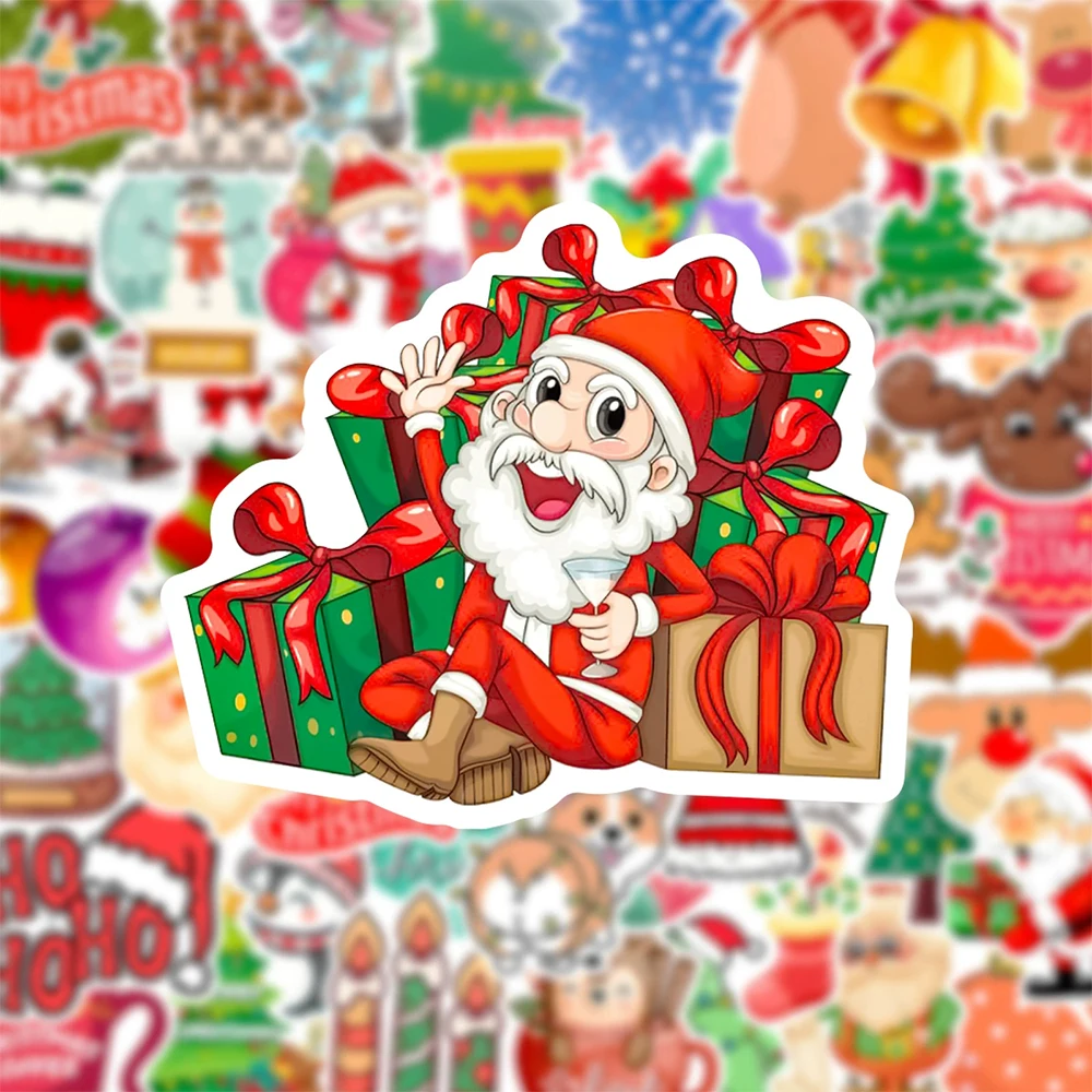 

10/30/50/100pcs Kawaii Christmas Santa Cartoon Stickers Cute Graffiti Decals Suitcase Guitar Helmet Aesthetic Decoration Sticker