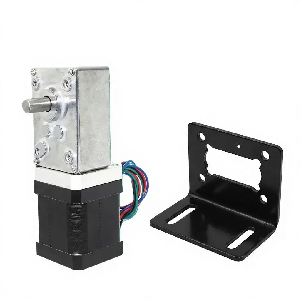Nema 17 Worm Gear Stepper Motor 90 Degree Right Angle Gearbox High Torque Low RPM Self-locking Speed Reducer for Robotics CNC